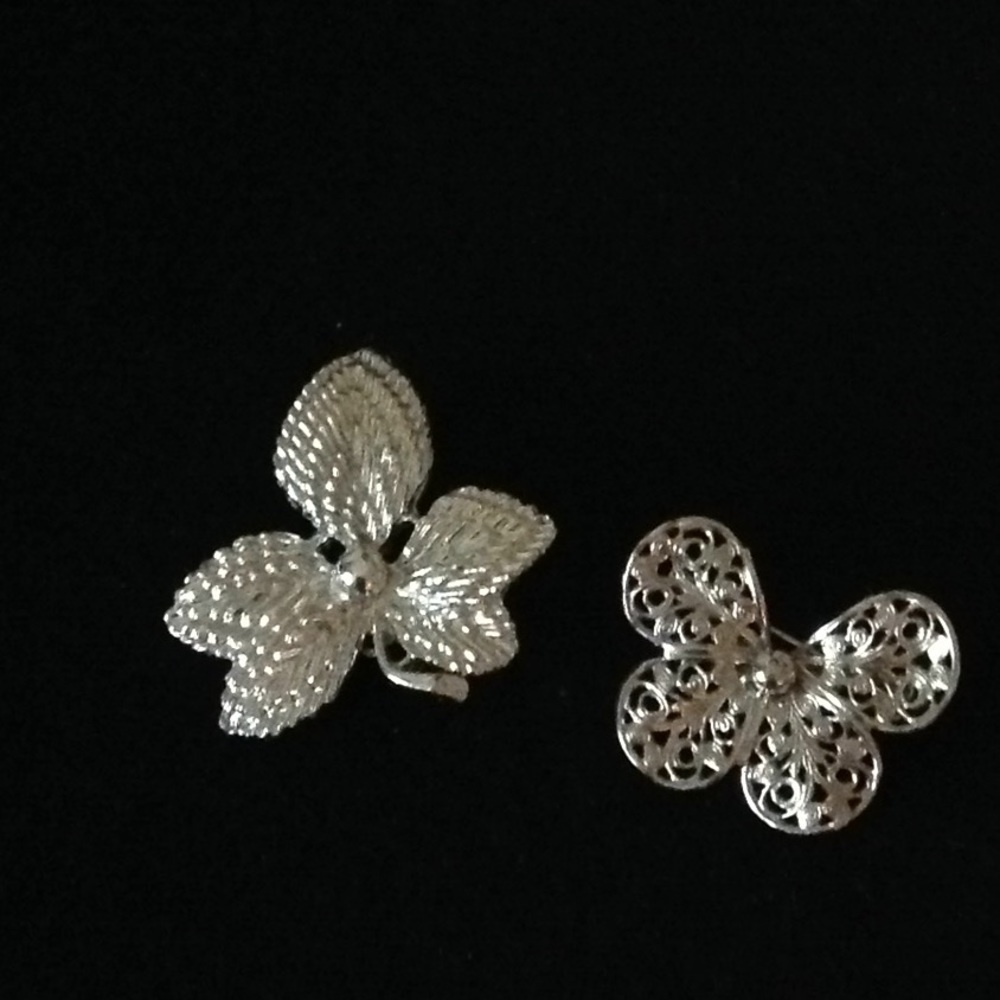 Leaf and Butterfly Brooches - (2)